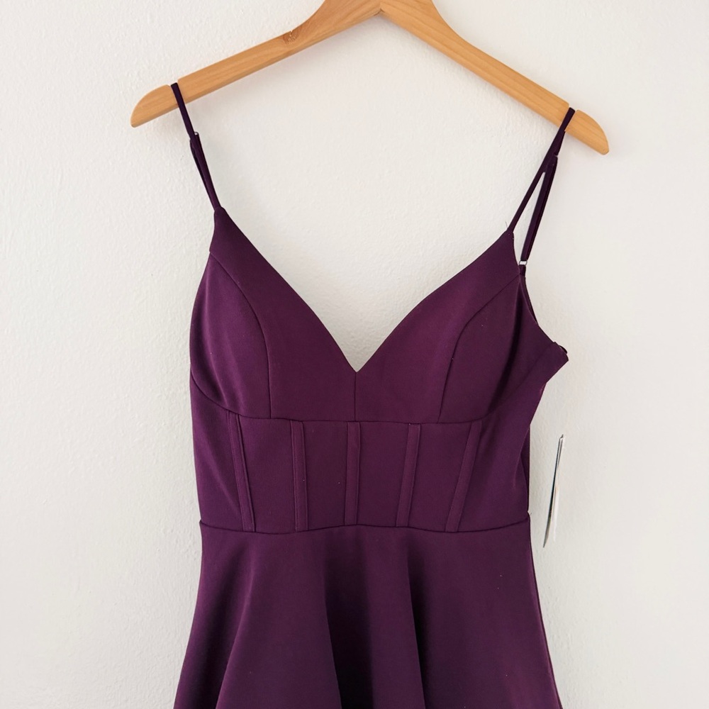 NWT City Studio Bow Accent Low Back Dress in Deep Purple - Picture 6 of 8